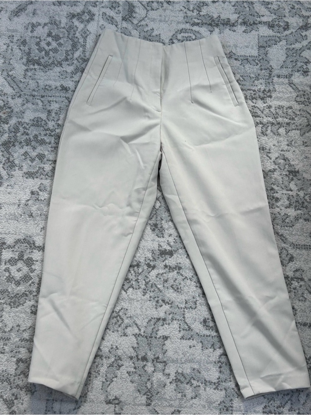 Zara Cream High-Waist Tailored Trousers